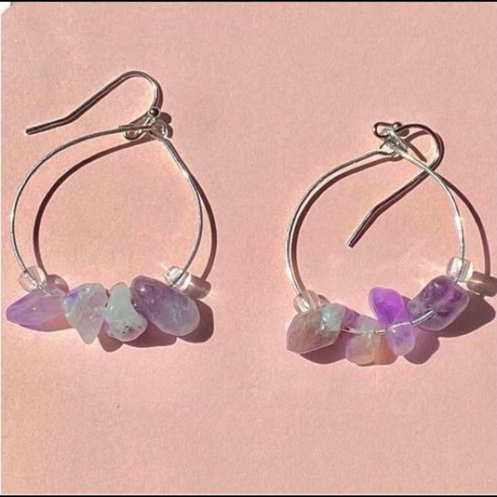 amethyst hoop earrings
